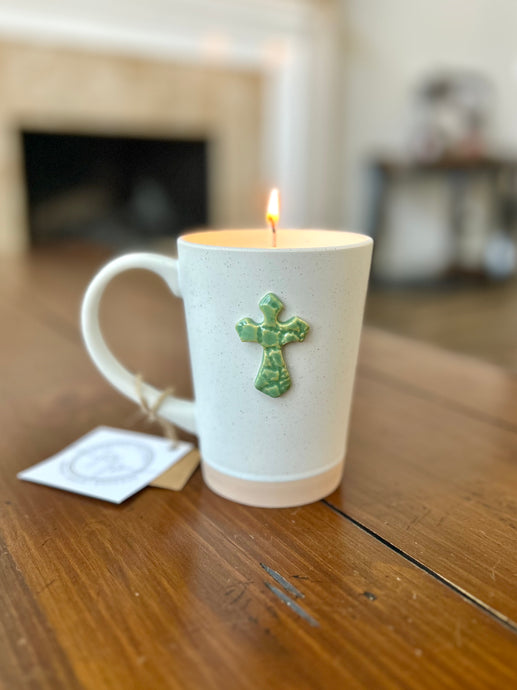 NEW!!  Green Cross Mug candle - 13 oz.